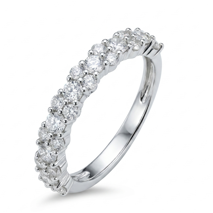 Cluster of Stars Half Eternity Band – White Gold Plated