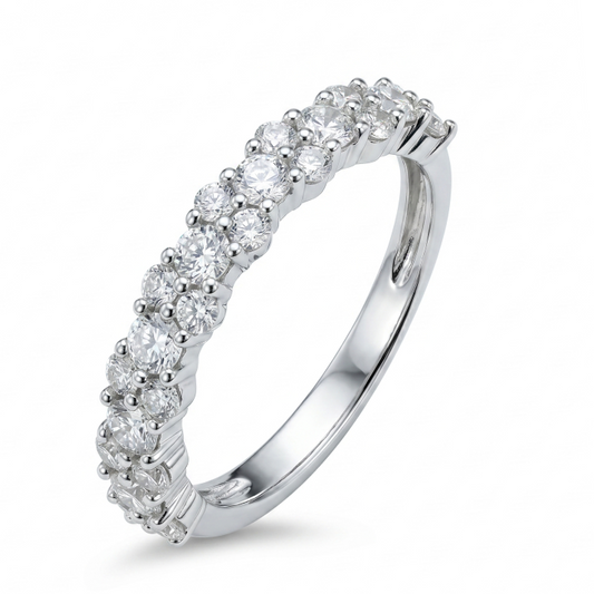 Cluster of Stars Half Eternity Band – White Gold Plated
