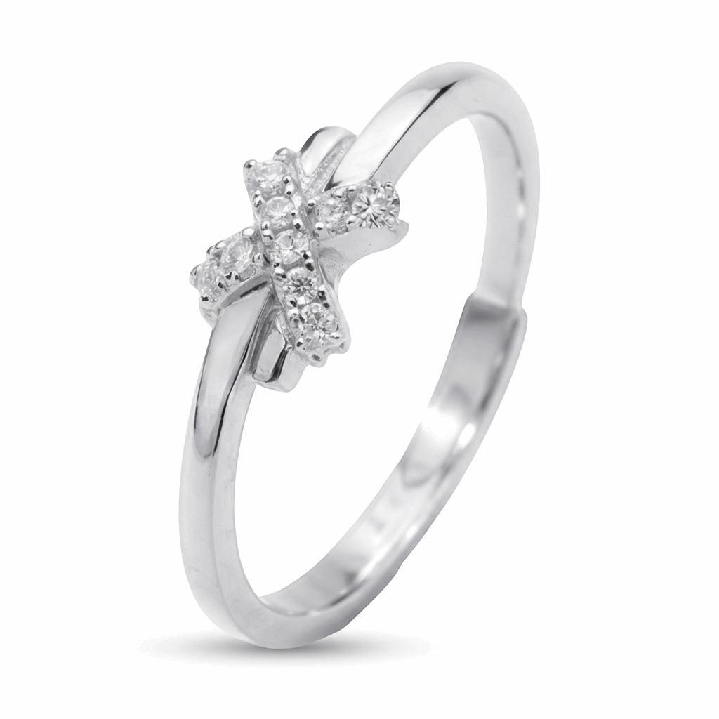 Cross cluster ring adjustable – moissanite cross ring sterling silver – Mara & Co UK