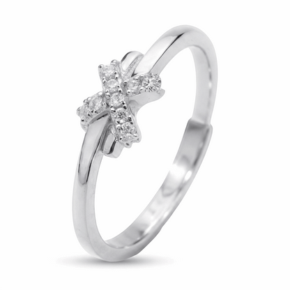 Cross cluster ring adjustable – moissanite cross ring sterling silver – Mara & Co UK