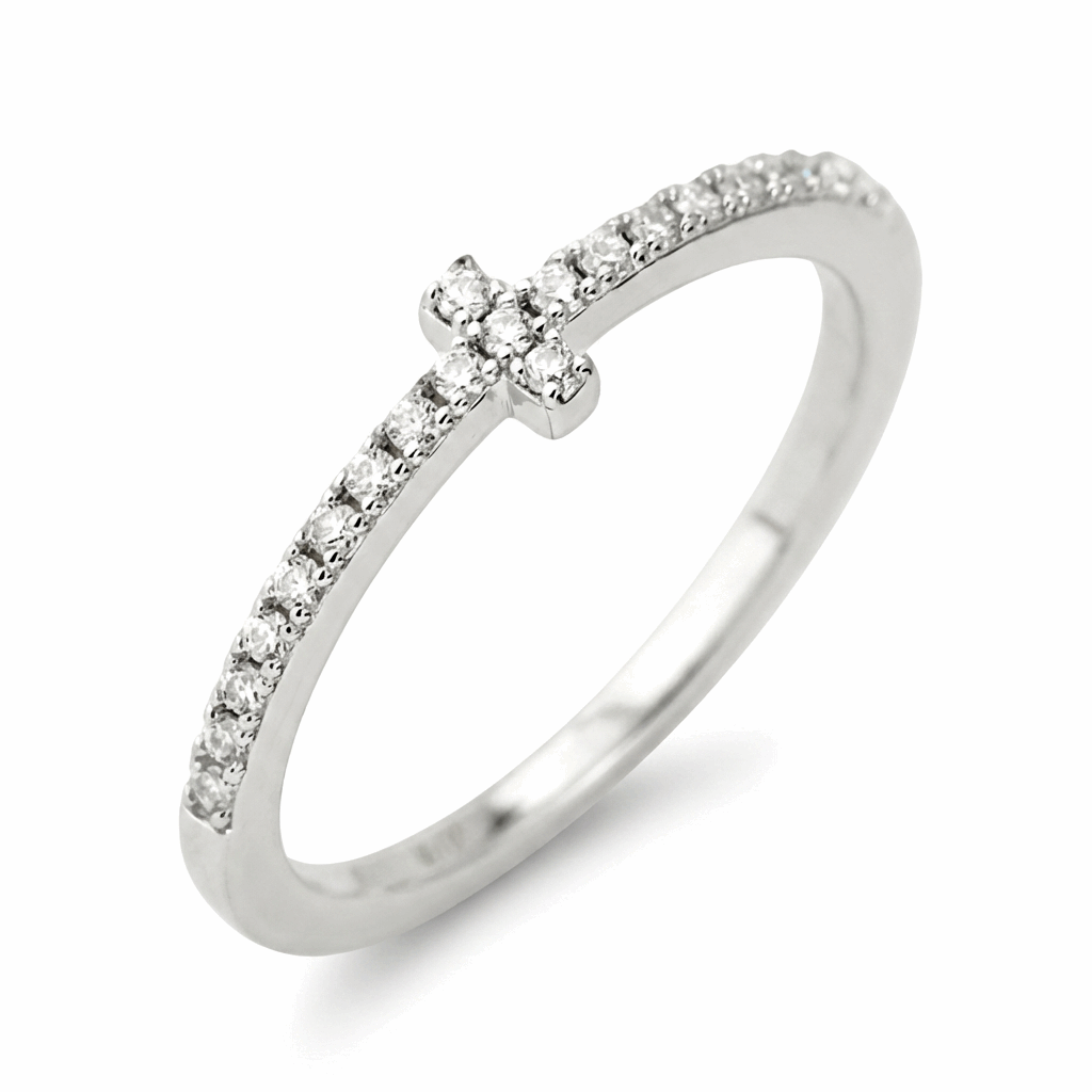 Moissanite Cross Band – 0.17ct Total DEF, Sterling Silver