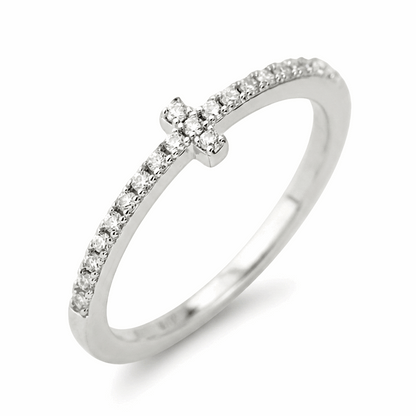 Moissanite Cross Band – 0.17ct Total DEF, Sterling Silver
