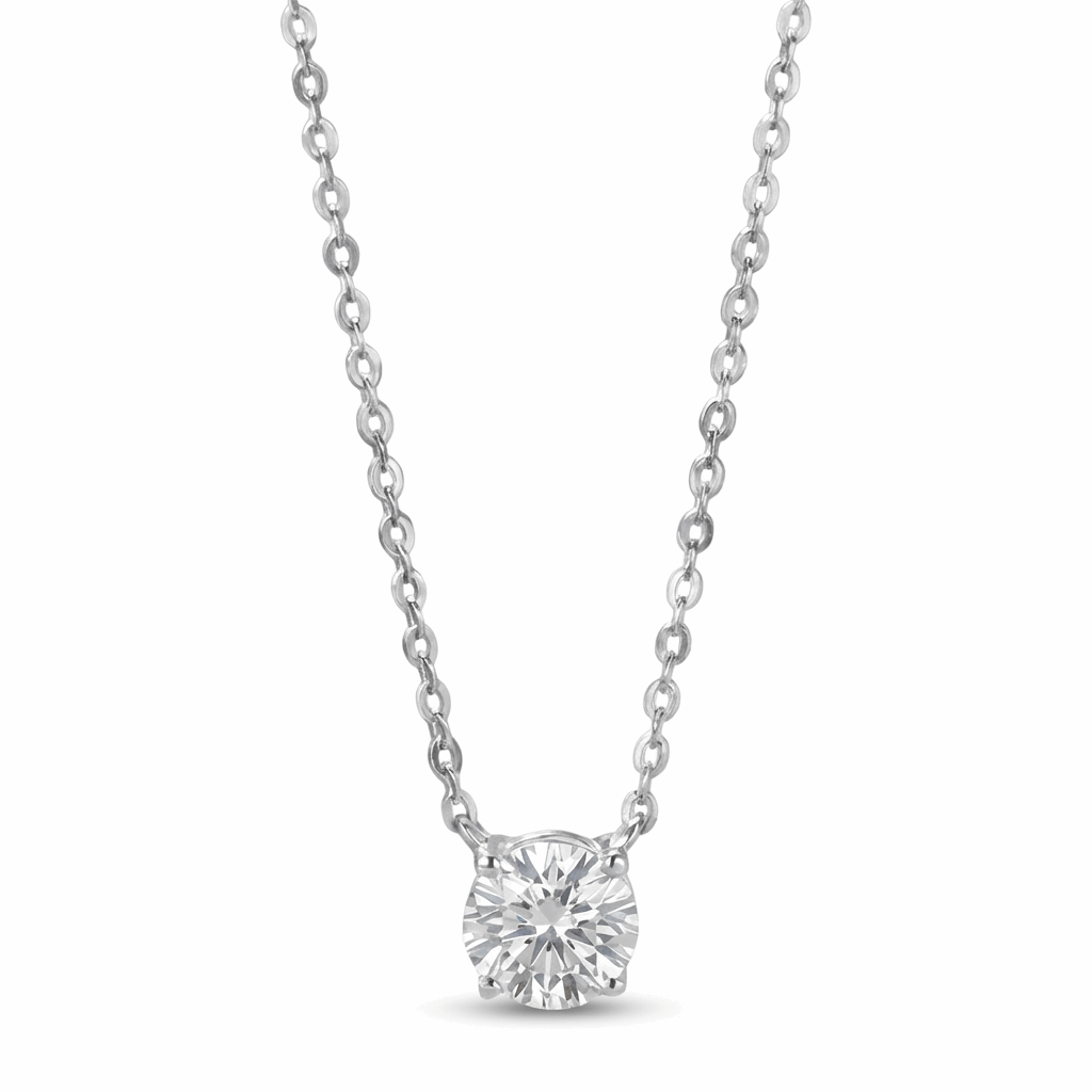 Classic Lab-Grown Diamond Solitaire Necklace – 0.54ct, 18K White Gold