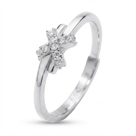 Cross Cluster Ring - Adjustable Moissanite Sterling Silver