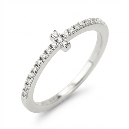 Moissanite Cross Band – 0.17ct Total DEF, Sterling Silver