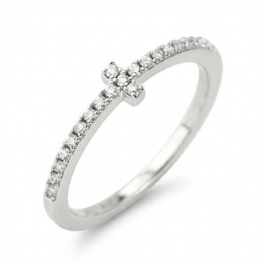 Moissanite Cross Band – 0.17ct Total DEF, Sterling Silver