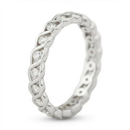 Twist Eternity Moissanite Band – 0.40ct Total DEF, Sterling Silver