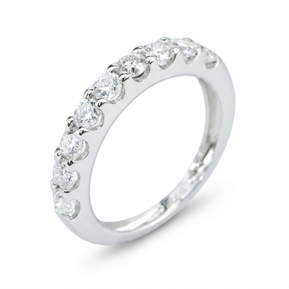 Moissanite Pavé Half Eternity Band – 9 x 2.7mm DEF, Sterling Silver