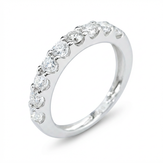 Moissanite Pavé Half Eternity Band – 9 x 2.7mm DEF, Sterling Silver