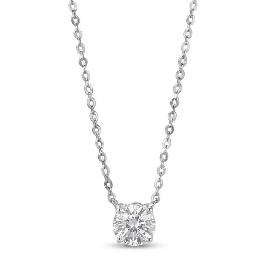 Classic Lab-Grown Diamond Solitaire Necklace – 0.54ct, 18K White Gold