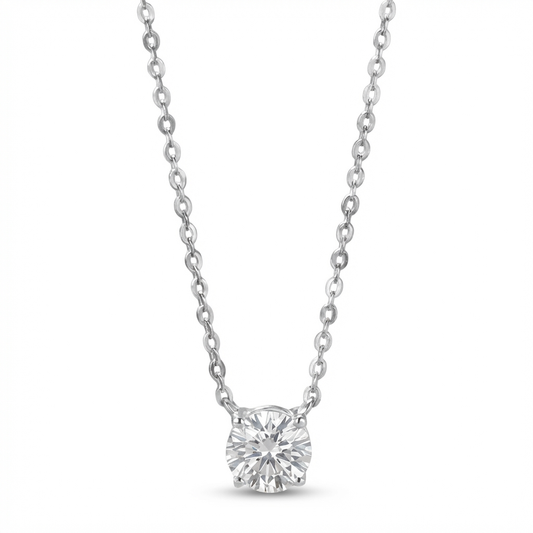 Classic Lab-Grown Diamond Solitaire Necklace – 0.54ct, 18K White Gold