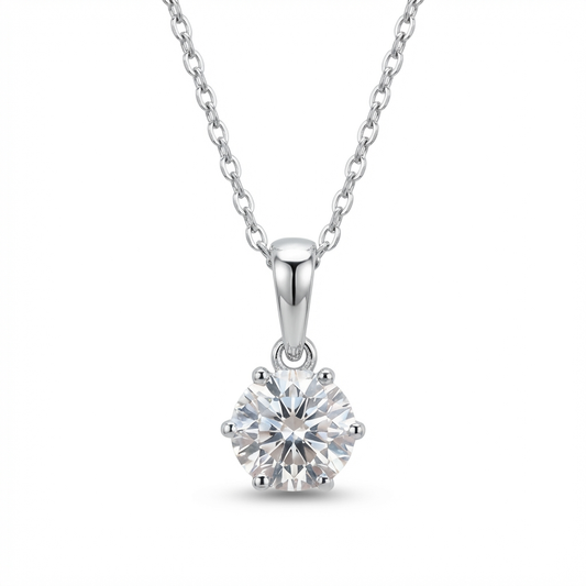Classic Six-Prong Solitaire Moissanite Necklace