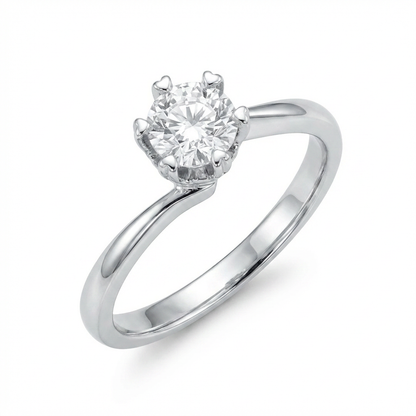 Twisted Solitaire Moissanite Ring with Heart Prongs – 0.5ct