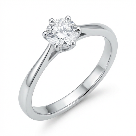 Cathedral Solitaire Moissanite Ring – 0.5ct