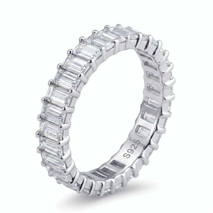 Emerald Cut “Eternity” Moissanite Band – 5.6ct Total, DEF