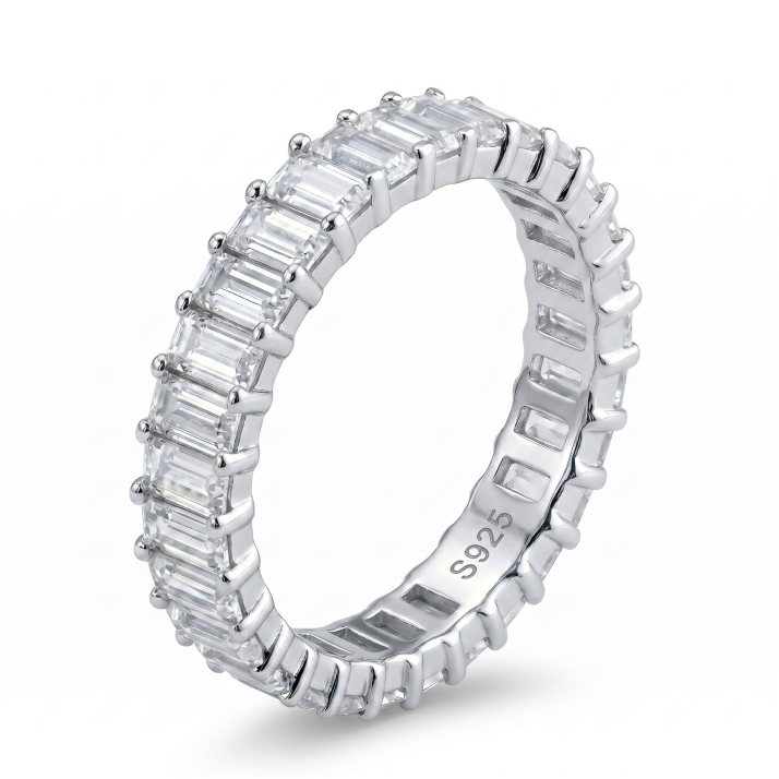 Emerald Cut “Eternity” Moissanite Band – 5.6ct Total, DEF