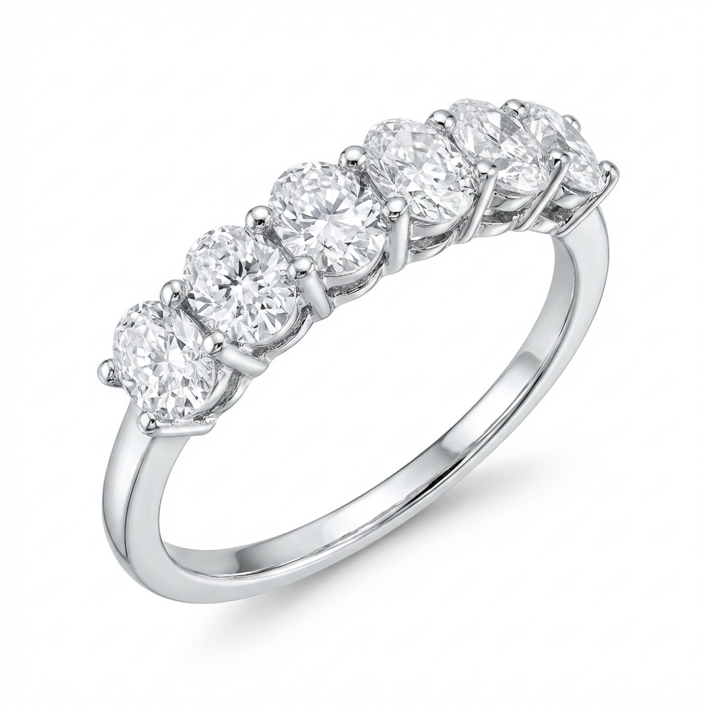 Moissanite Half Eternity Ring – 1.05ct, Sterling Silver