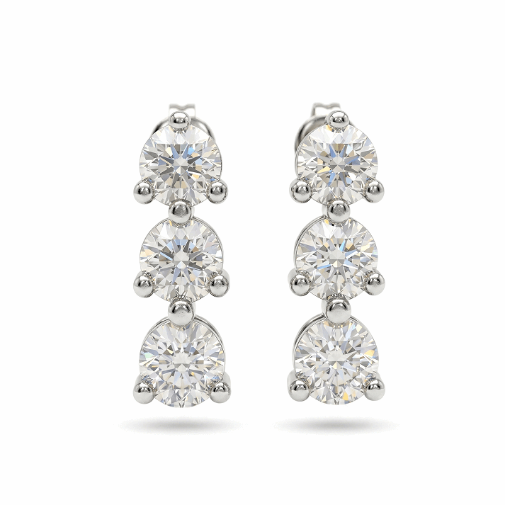 Graduated Three-Stone Stud Earrings