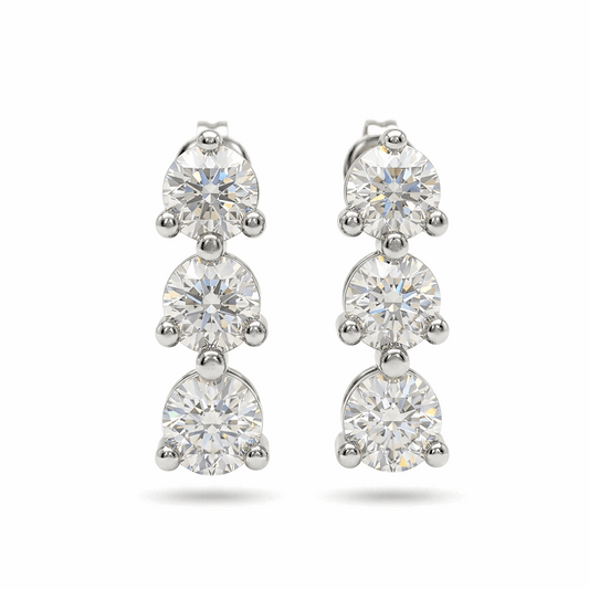 Graduated Three-Stone Stud Earrings