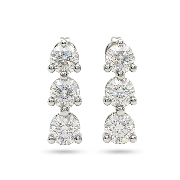 Graduated Three-Stone Stud Earrings