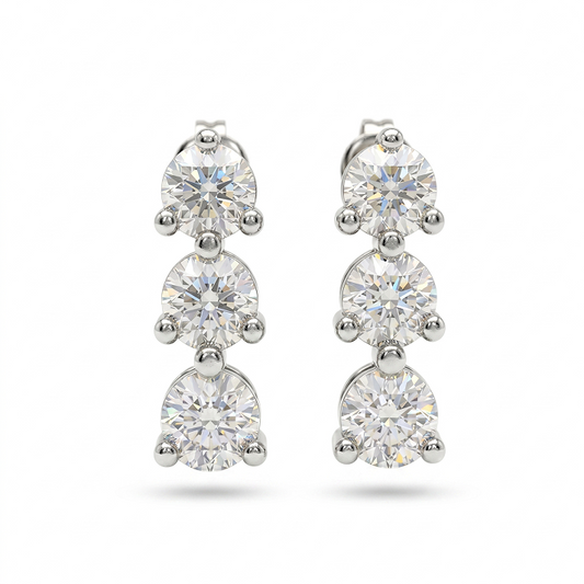 Graduated Three-Stone Stud Earrings