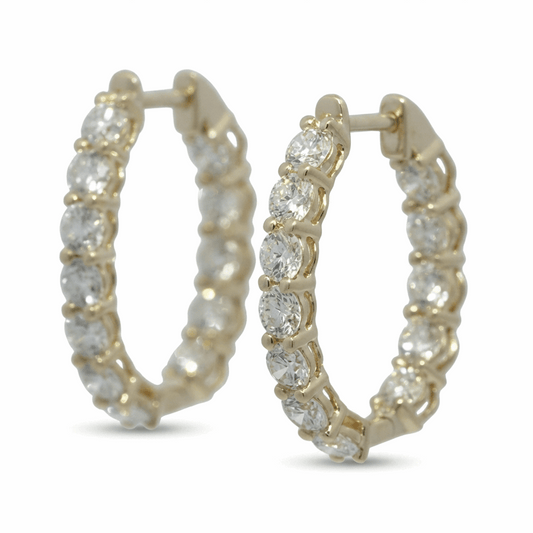 Lab Diamond Huggie Earrings – 3.48ct Total, DEF VS, 10k Gold, IGI Certified