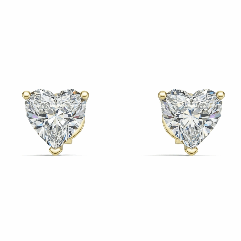 Heart-Shaped Lab-Grown Diamond Stud Earrings