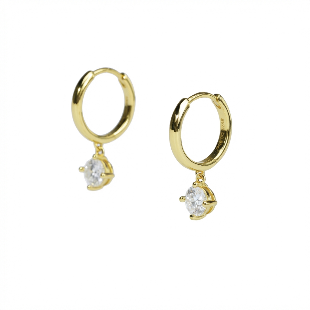 Solitaire Huggie Earrings