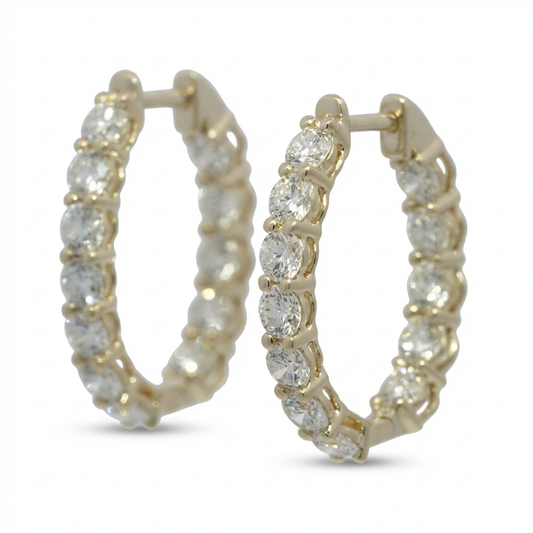 Lab Diamond Huggie Earrings – 3.48ct Total, DEF VS, 10k Gold, IGI Certified