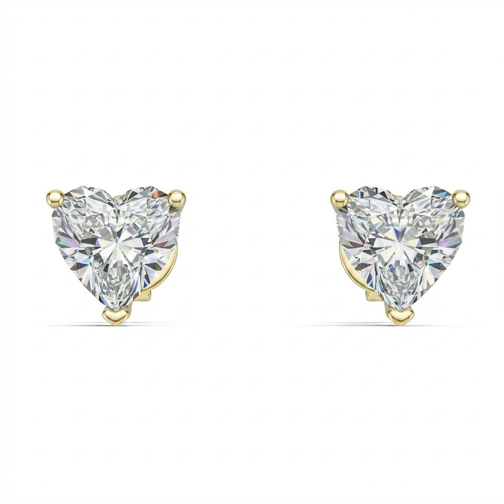 Heart-Shaped Lab-Grown Diamond Stud Earrings