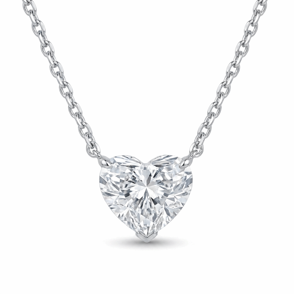 Heart Lab-Grown Diamond Necklace – 1.02ct, 10K White Gold