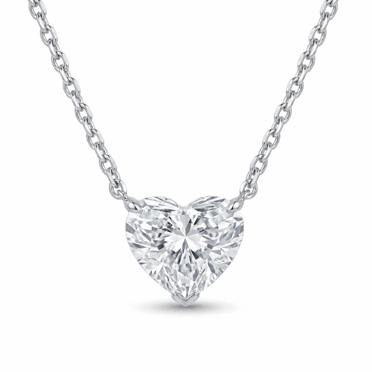 Heart Lab-Grown Diamond Necklace – 1.02ct, 10K White Gold