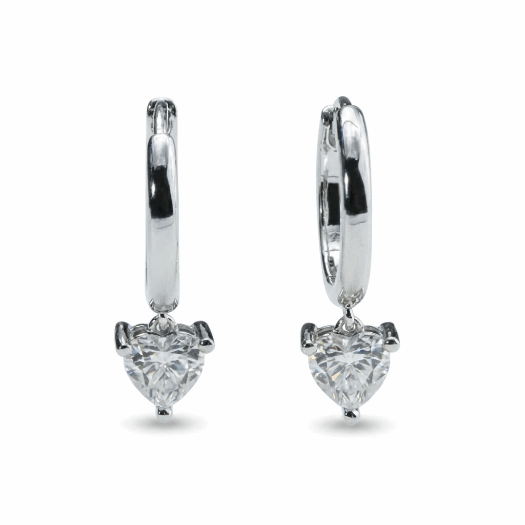 Heart Moissanite Huggie Hoop Earrings – 1.0ct Total