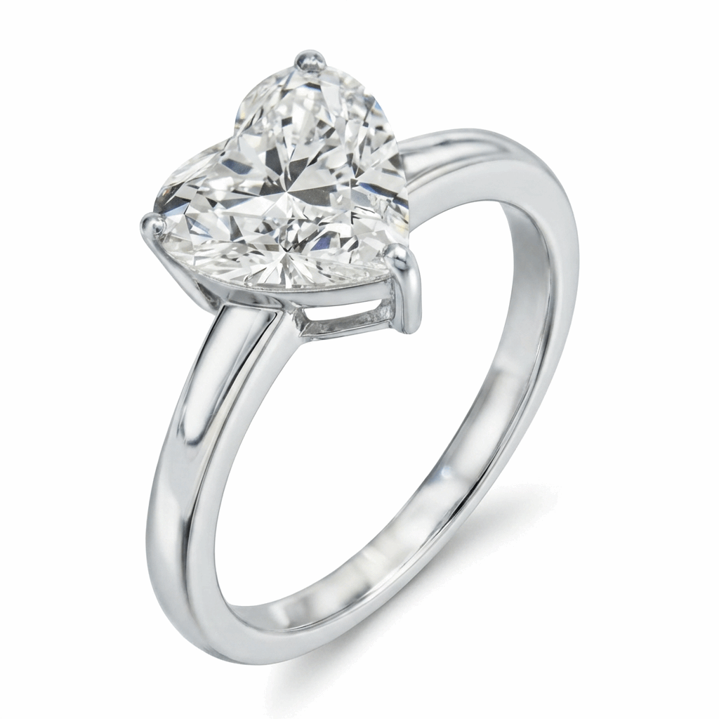 Heart lab diamond ring 3.01ct – lab-grown diamond heart ring 14K white gold – Mara & Co UK