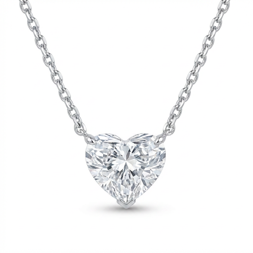 Heart Lab-Grown Diamond Necklace – 1.02ct, 10K White Gold