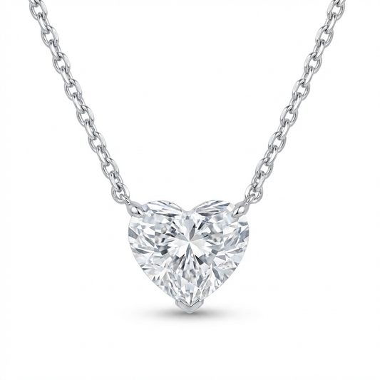Heart Lab-Grown Diamond Necklace – 1.02ct, 10K White Gold