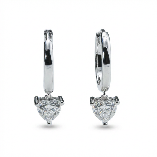 Heart Moissanite Huggie Hoop Earrings – 1.0ct Total