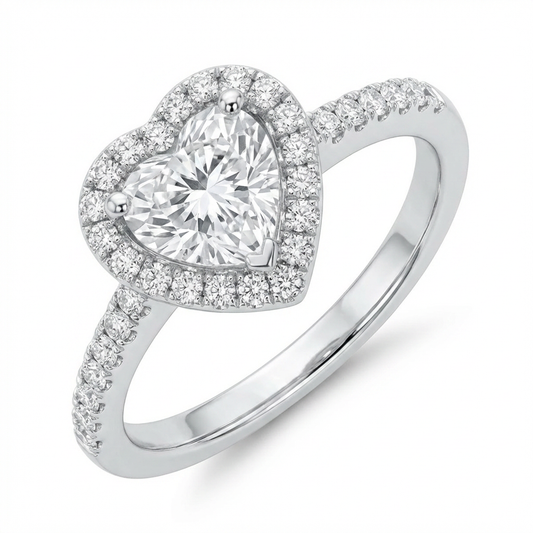 Heart-Shaped Moissanite Ring with Heart Halo – 1.2ct