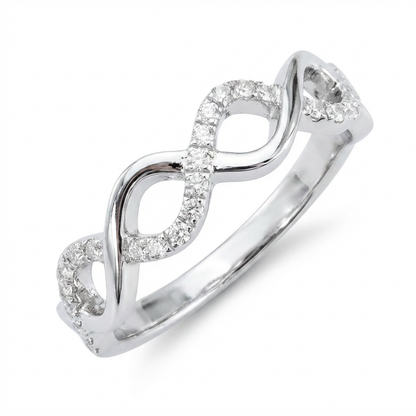 Infinity Twist Moissanite Band – 0.20ct Total, 29 x 1.1mm DEF, Sterling Silver