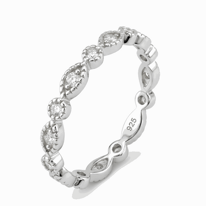 Marquise & Dot Moissanite Full Eternity Band - White Gold Plated 925 Silver