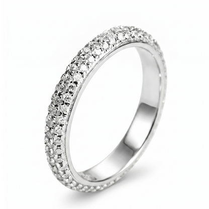 Micro Pavé Moissanite Band – 0.864ct, DEF, White Gold Plated 925