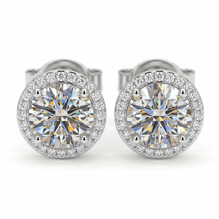 Classic Round Halo Stud Earrings