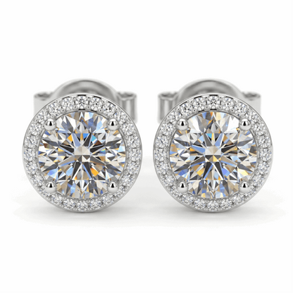 Classic Round Halo Stud Earrings