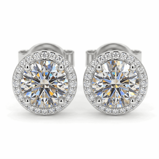 Classic Round Halo Stud Earrings