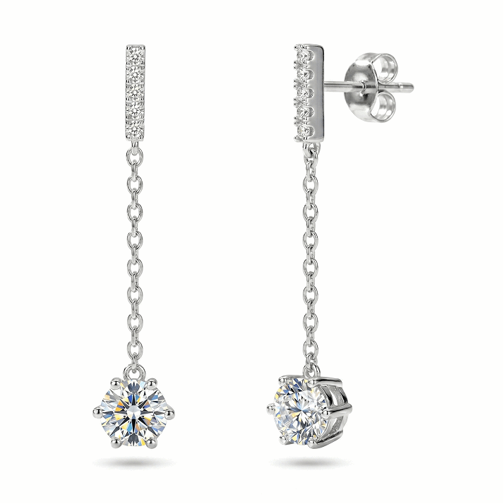 Moissanite Drop Chain Earrings