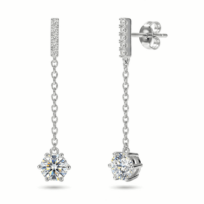 Moissanite Drop Chain Earrings