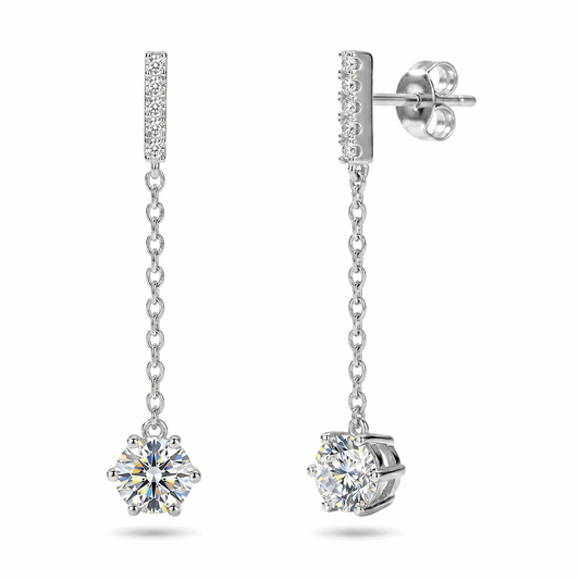 Moissanite Drop Chain Earrings