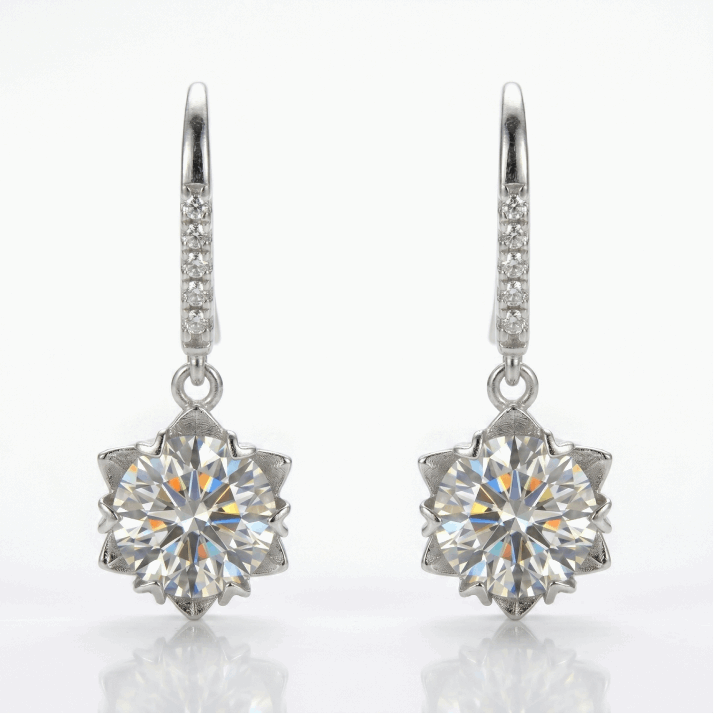 Heart-Prong Drop Hook Earrings