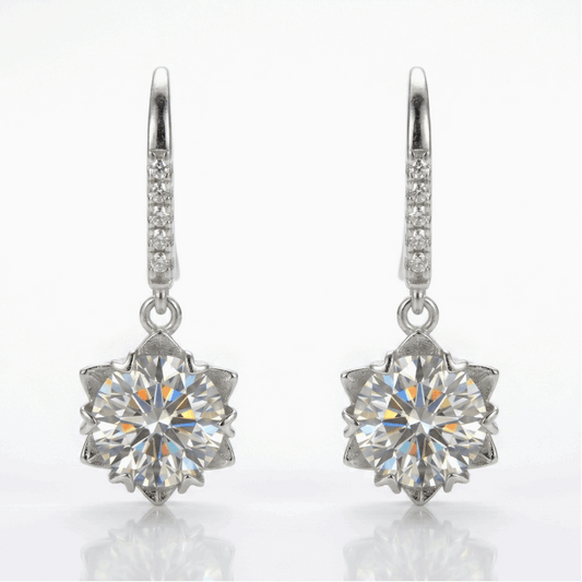 Heart-Prong Drop Hook Earrings