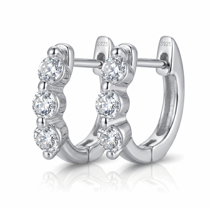 Three-Stone Huggie Earrings